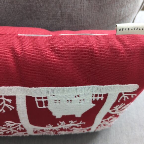 Pottery Barn Christmas Santa Pillow Red Embroidered Holiday Seasonal Decor - Picture 7 of 7